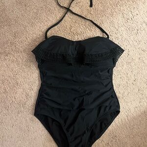 Elegant Black One-Piece Swimsuit with removable straps